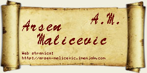 Arsen Maličević vizit kartica